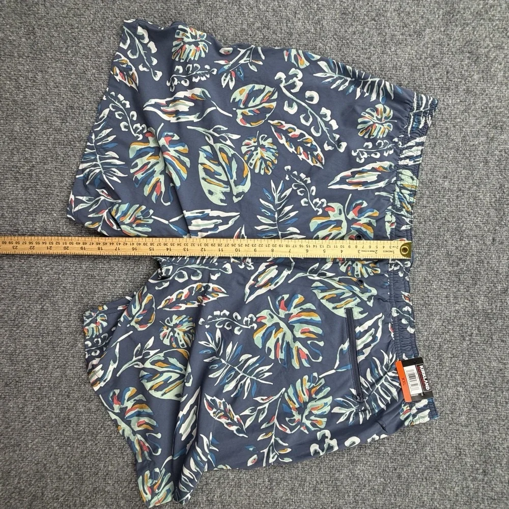 Kirkland Signature Swim Shorts XXL Blue Tropical‎ Print Elastic Waist NWT